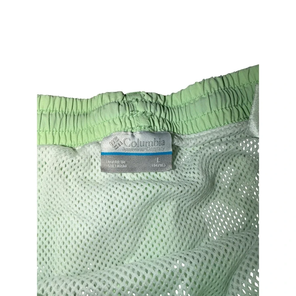 Columbia PFG Boys Mint Green Mesh Lined Swim Trunks Size L 14/16 Water Shorts
